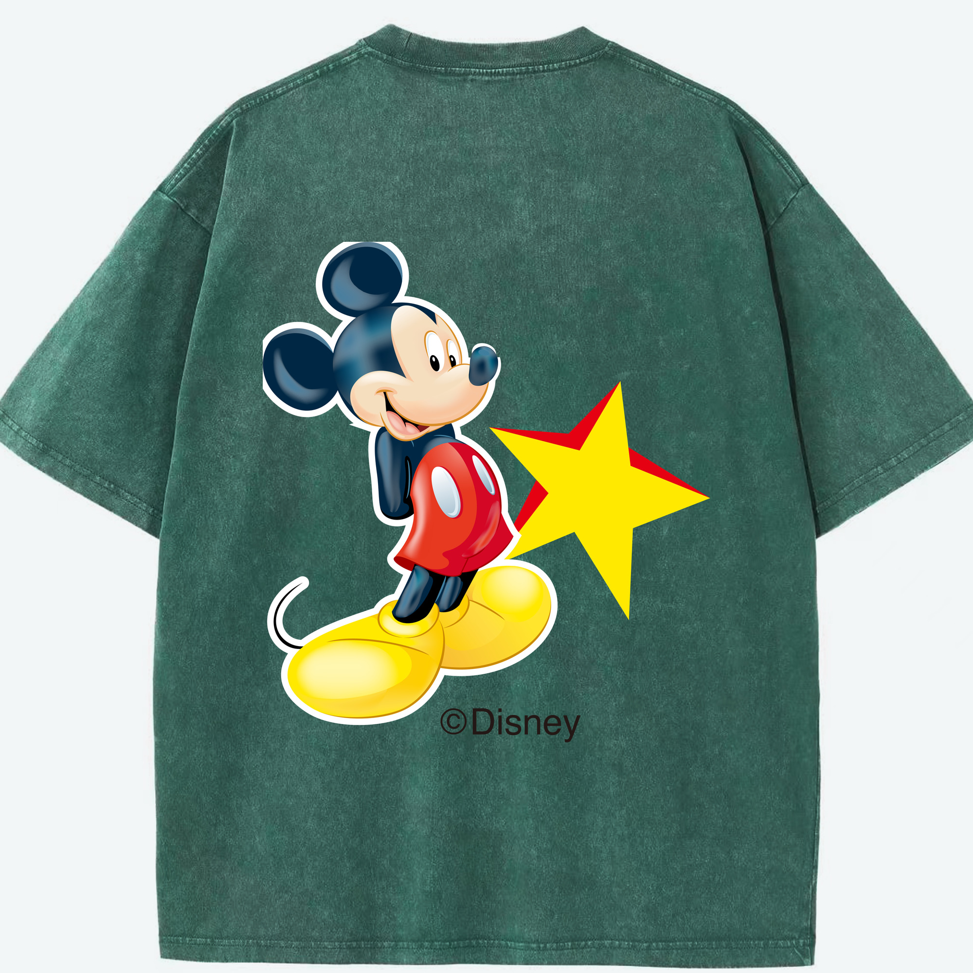 （画像用） ミッキーマウス Mickey Mouse 綿100% ヴィンテージ風 半袖Tシャツ（背面プリント）